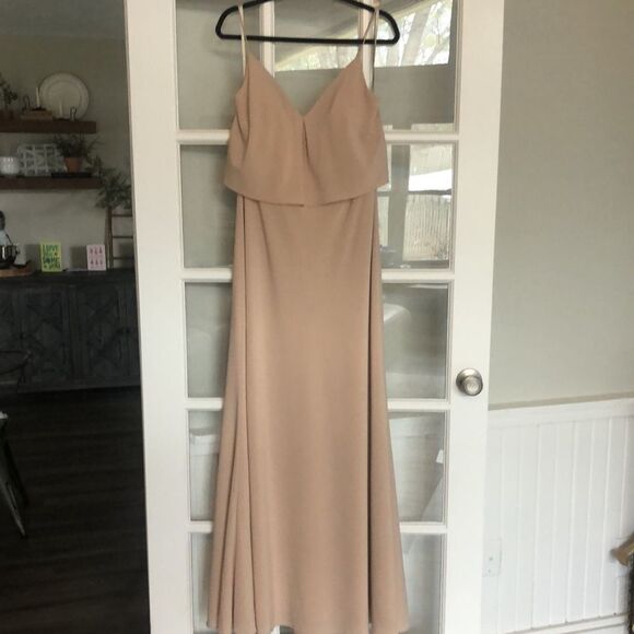 NWT JENNY YOO BRIE DRESS IN CHAI SIZE 12 UNHEMMED RETAIL $275 - Picture 6 of 12